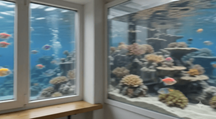 海底世界水族館內部展示多彩珊瑚與熱帶魚.