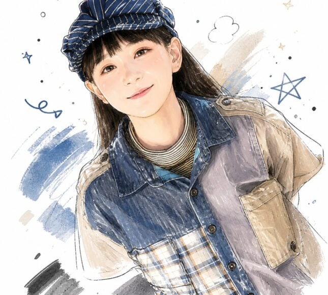 充滿仙氣的韓系女主角插畫,展現時尚與可愛風格,適合用於教學和創意設計。.