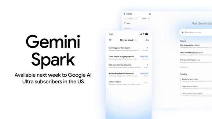 ALT標籤：Gemini Spark手機應用界面，顯示電子郵.