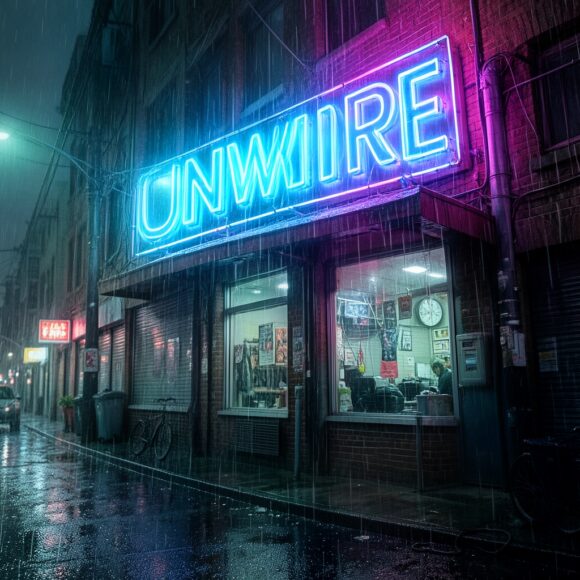 UNWIRE店鋪霓虹招牌夜景.
