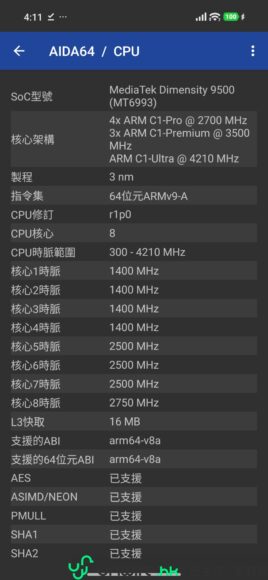 高效MediaTek Dimensity 9500芯片.