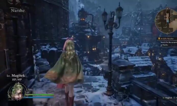 雪夜奇幻城景與魔法少女.
