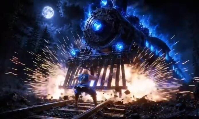 火車爆炸及火光特寫.