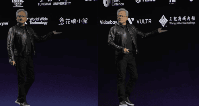 ALT標籤:科技演示會議中的兩位講者在舞台上.