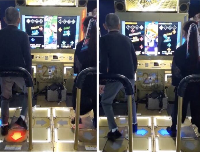 舞蹈遊戲機，兩人對戰.