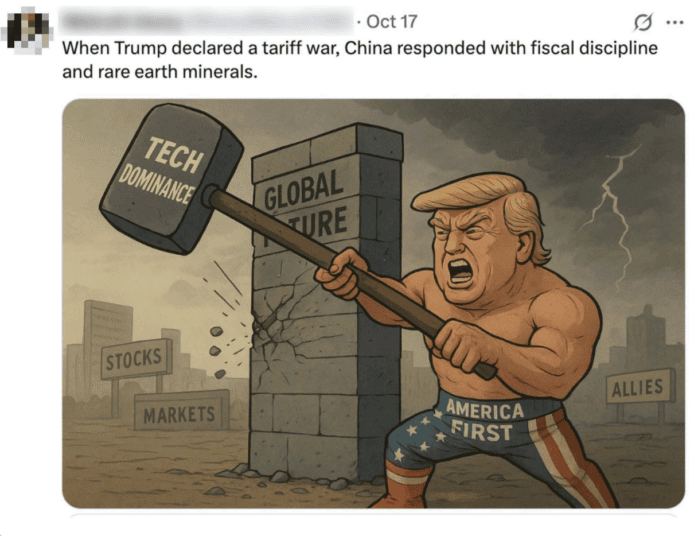 特朗普揮舞大錘攻擊全球經濟崩潰的牆壁.