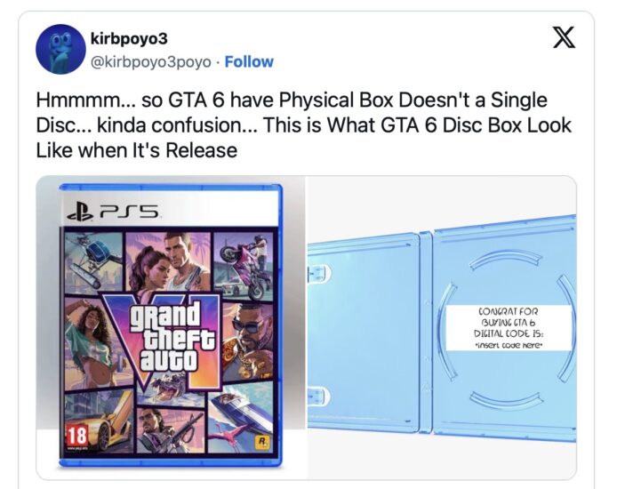 GTA 6實體版盒子與數碼下載碼.