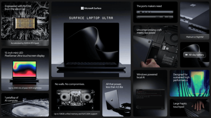 Surface筆記本Ultra展示.