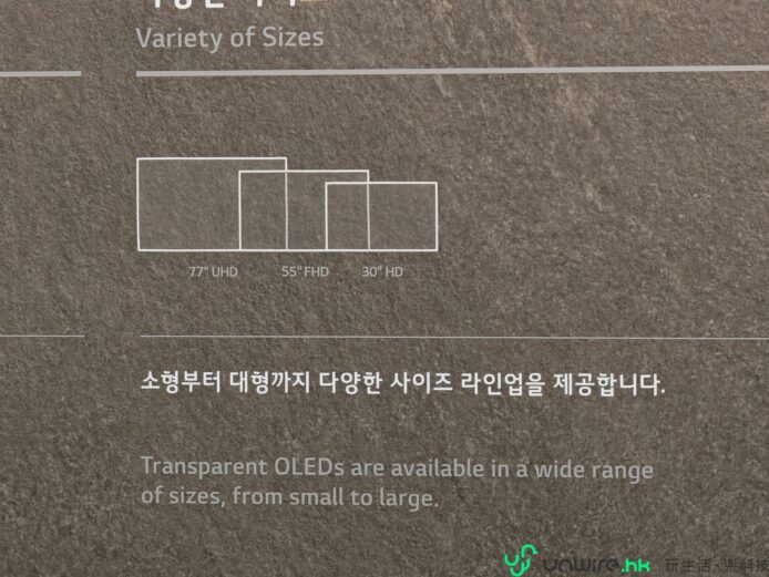LG OLED電視尺寸系列展示圖.