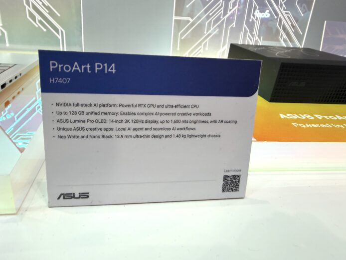 高性能 ASUS ProArt P14 筆記本電腦展示.