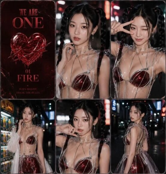 時尚女郎穿著閃亮服飾在夜晚街頭.