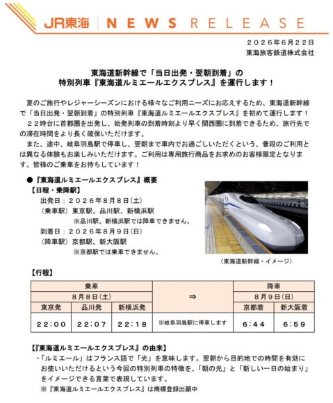 東京到京都新幹線夜行班次圖片.
