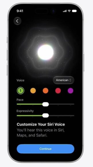 Siri 語音設定界面截圖.