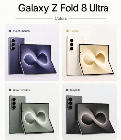 Samsung Galaxy Z Fold 8 Ultra 多色款式展示.