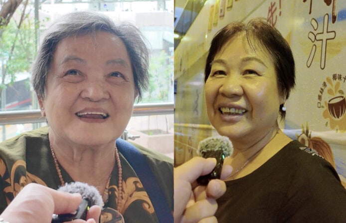 長者品嚐冰品,笑容滿面.
