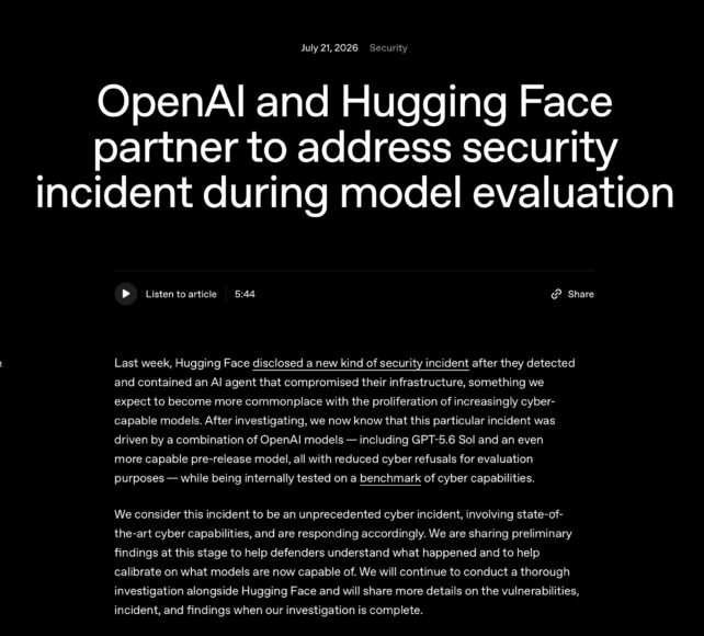 OpenAI與Hugging Face合作應對安全事件.