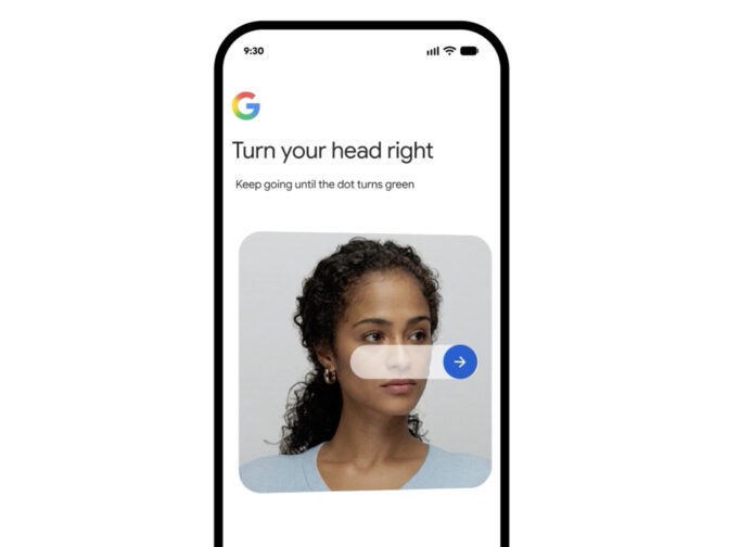Google 自拍頭部轉向認證示範圖.