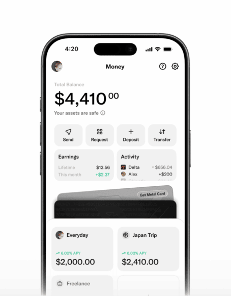 Apple Wallet 存款界面顯示6%利率和現金回贈.