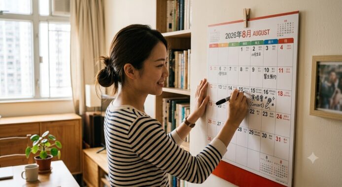女性在辦公室使用日曆安排日程.