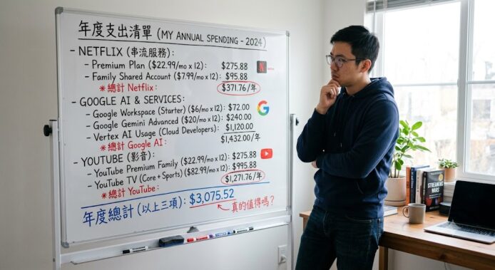 年度支出總結,顯示不同平台的花費.