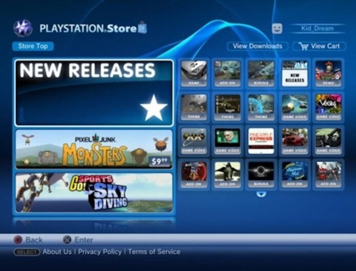 PlayStation Store界面展示多款遊戲.