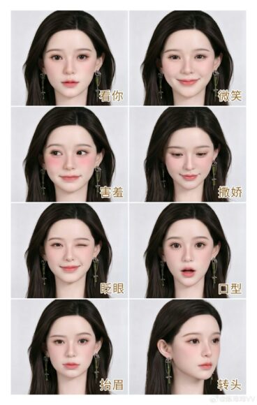多種表情女性模特展示不同情緒.