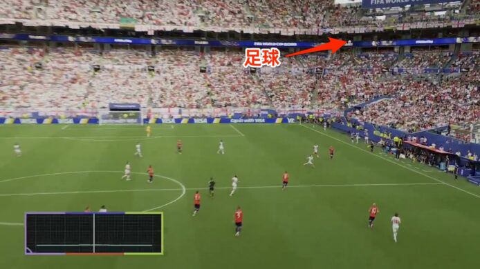 足球比賽中球員在場上激烈競爭.