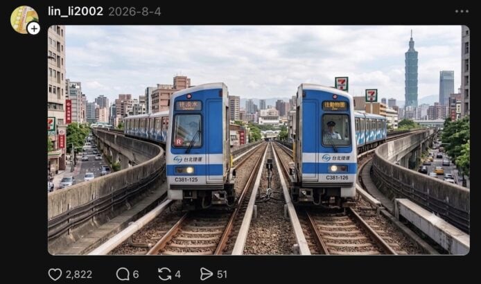 寶琳康城列車在港鐵線上行駛.
