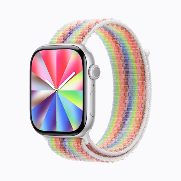 彩色編織表帶的Apple Watch.