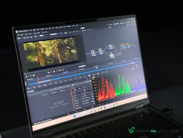 筆記本電腦剪輯影片的工作畫面.