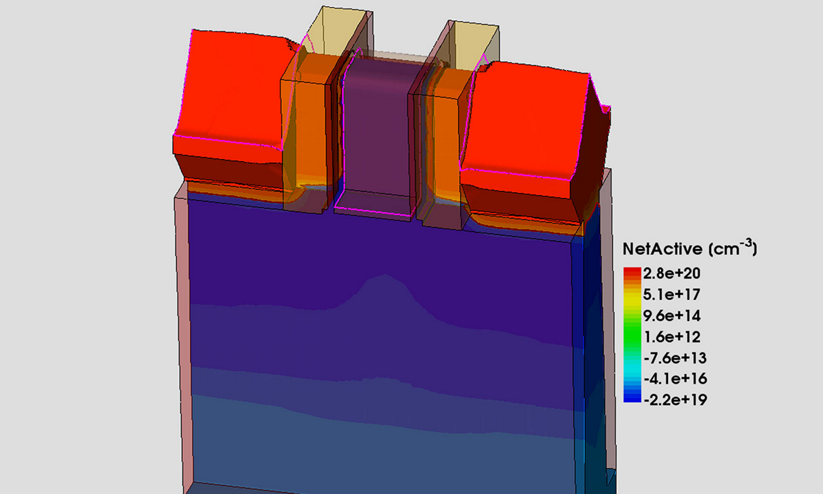 Image shows simulation of a semiconductor manufacturing process
