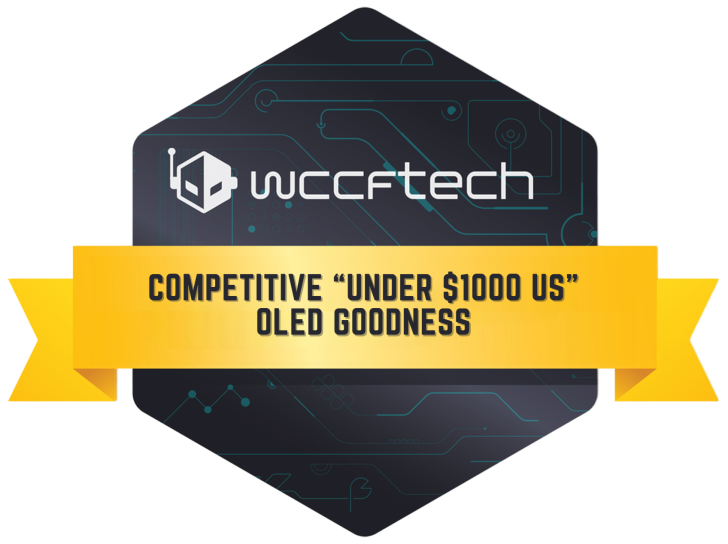 Award badge for competitive OLED under $1000 by Wccftech.