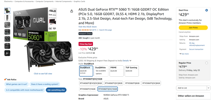 ASUS RTX 5060 Ti Amazon