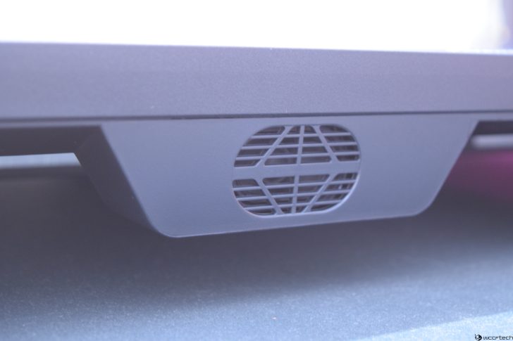 Close-up of a monitor vent for optimized airflow and cooling.
