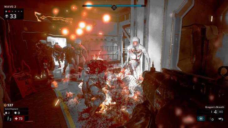 Killing Floor 3, Intense alien combat scene in sci-fi video game with fiery explosions and monsters.