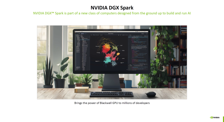 NVIDIA DGX Spark computer with display, optimizing AI and GPU performance for developers.