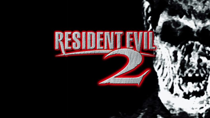Resident Evil 2 logo with creepy horror-themed design on black background.