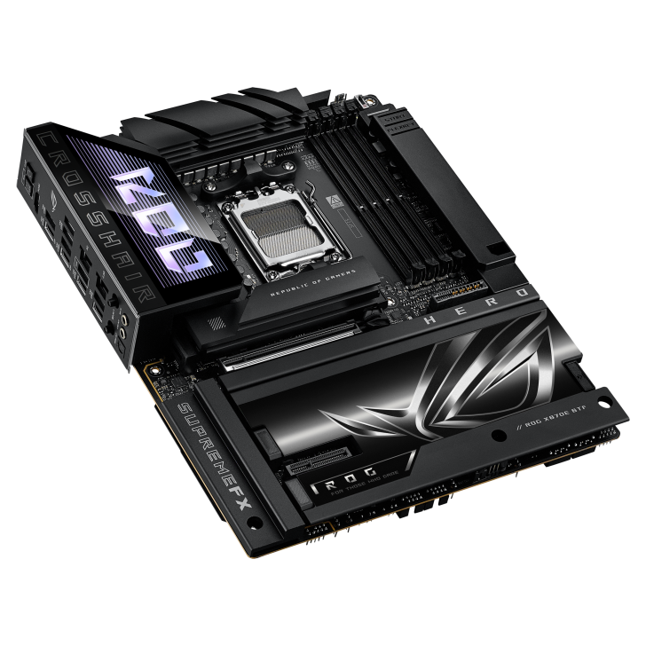 Gaming motherboard with advanced cooling and customizable RGB lighting. Perfect for PC enthusiasts.