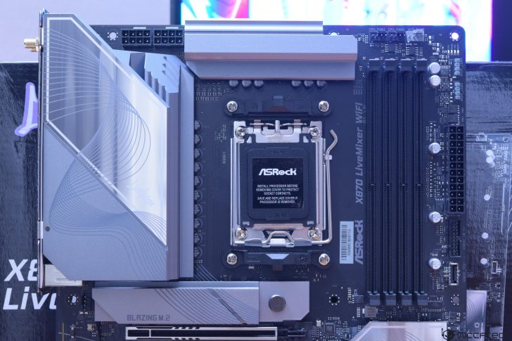 ASRock X870 LiveMixer WiFi motherboard featuring Blazing M.2 slot and advanced cooling design.