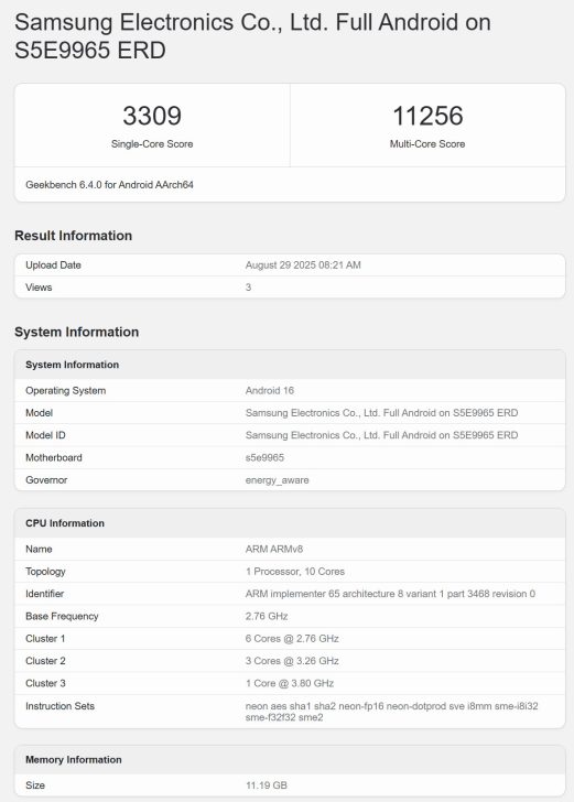 Exynos 2600 shows up in the latest single-core and multi-core benchmark leak