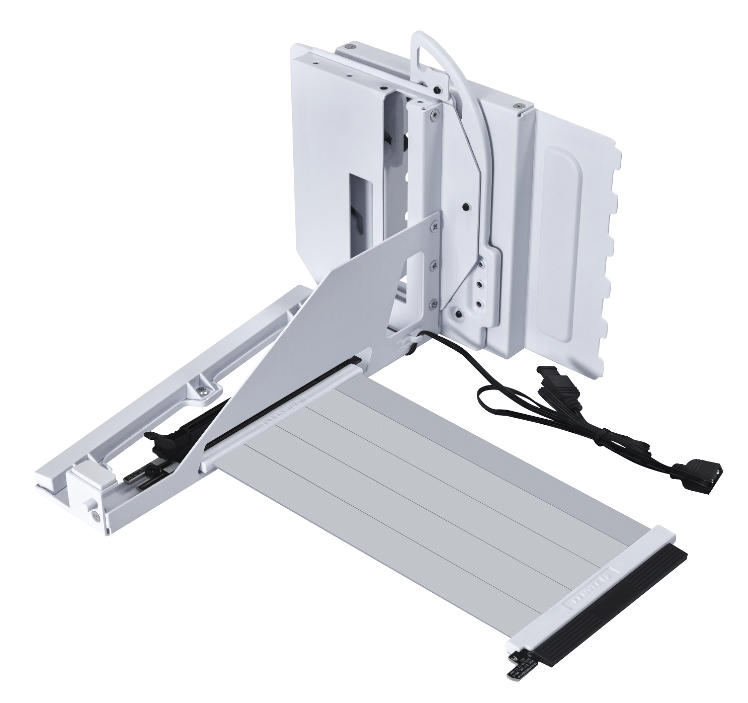 Adjustable wall-mounted foldable desk with integrated power strip, perfect for small spaces and organizing.