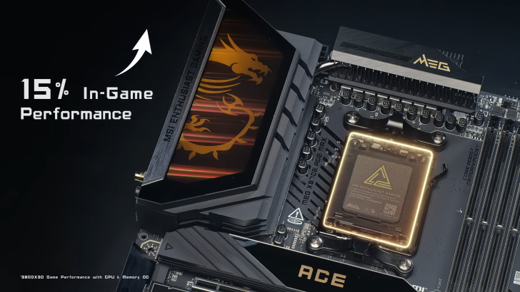 MSI motherboard for gamers, promising 15% in-game performance boost with advanced features.