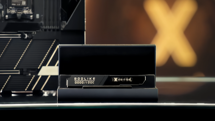 Limited edition graphics card with sleek design and illuminated Godlike X Edition branding.