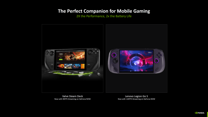 Mobile gaming devices: Valve Steam Deck and Lenovo Legion Go S with enhanced performance and battery life.