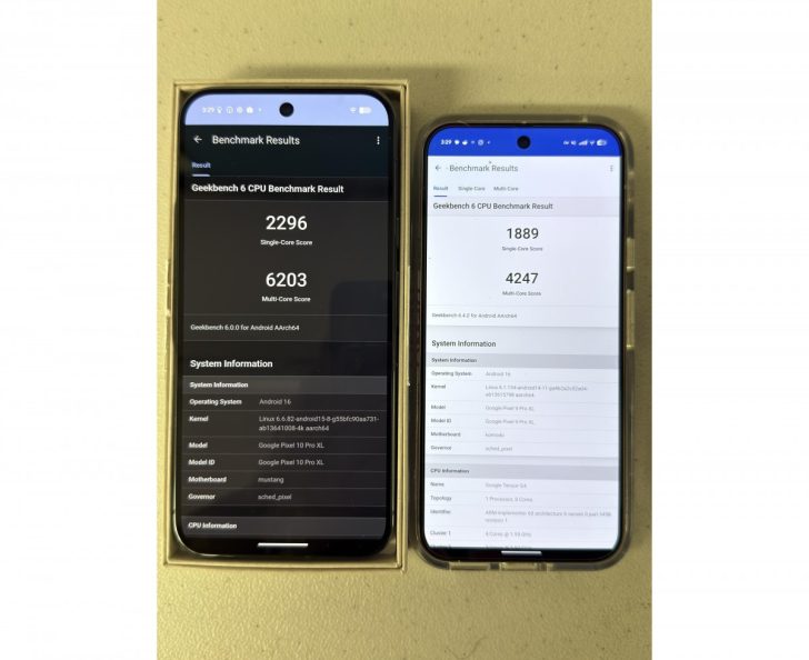 Pixel 10 pro XL Geekbench 6 scores
