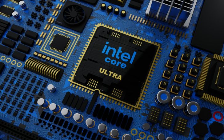 Ultra Intel Core processor on a detailed blue circuit board.