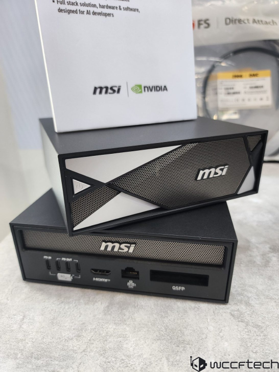 MSI NVIDIA hardware for AI developers, showcasing multiple ports and connectivity options.