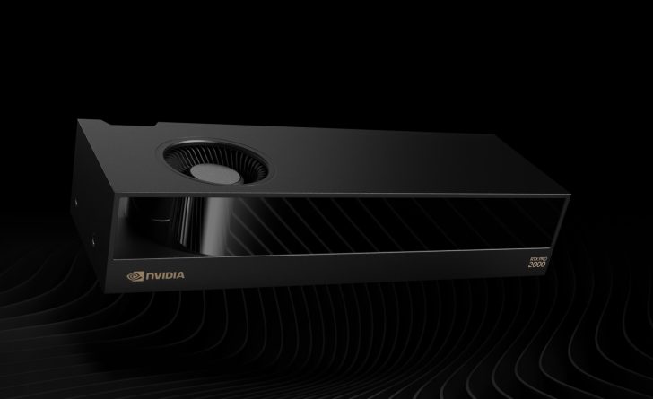 NVIDIA RTX Pro 2000 graphics card on a dark, futuristic background.