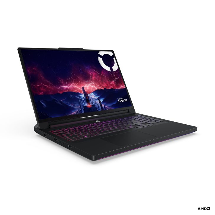 Lenovo Legion laptop displaying vivid digital art on screen.