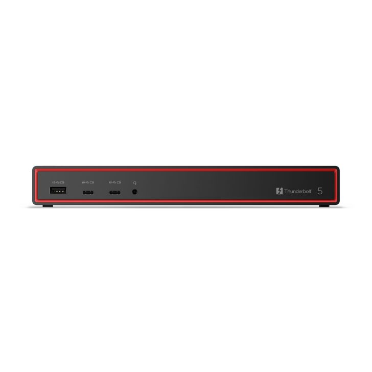 Thunderbolt 5 docking station with USB and audio ports.